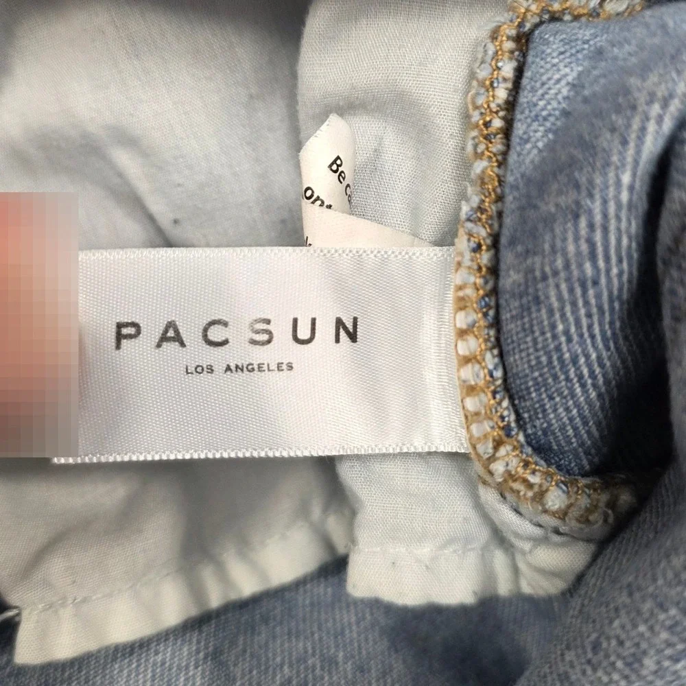 PacSun Mom Shorts Womens 28 Light Wash Blue High Waisted Cotton Denim Cuffed 90s